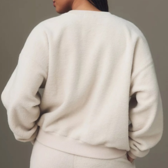 Good American Sherpa Fleece Crewneck Sweater - PECAN001 - Size 4 (XL) - Picture 3 of 14